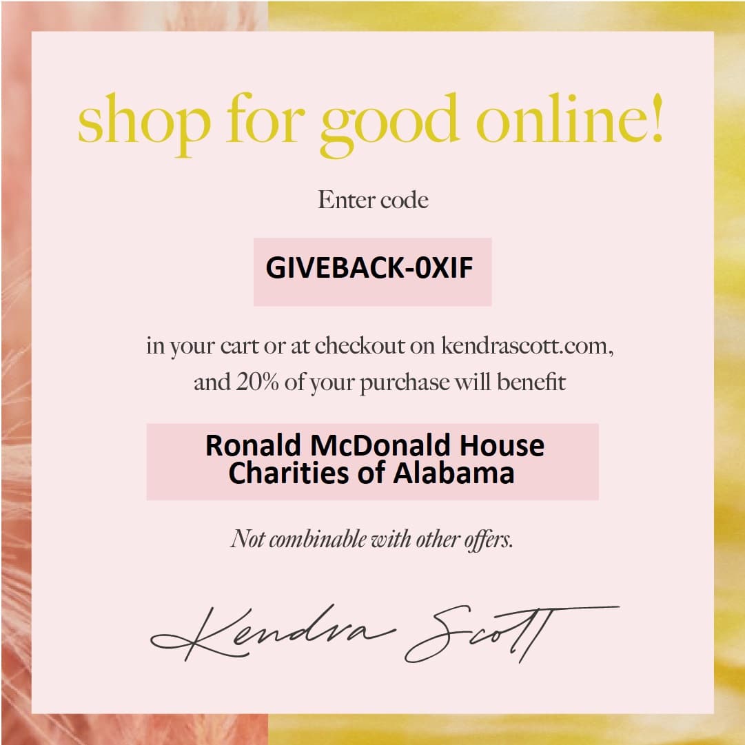 Kendra Scott promotional flyer, send a valentine to the Ronald McDonald House in Birmingham
