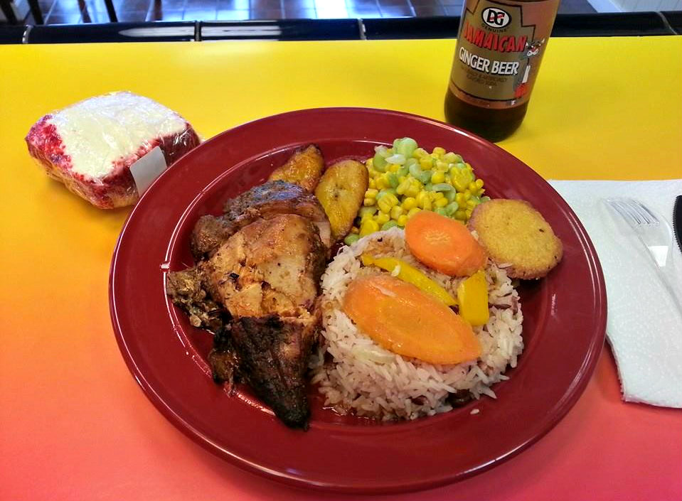 Jerk chicken plate from Tropical GRILL Caribbean restaurants in Birmingham