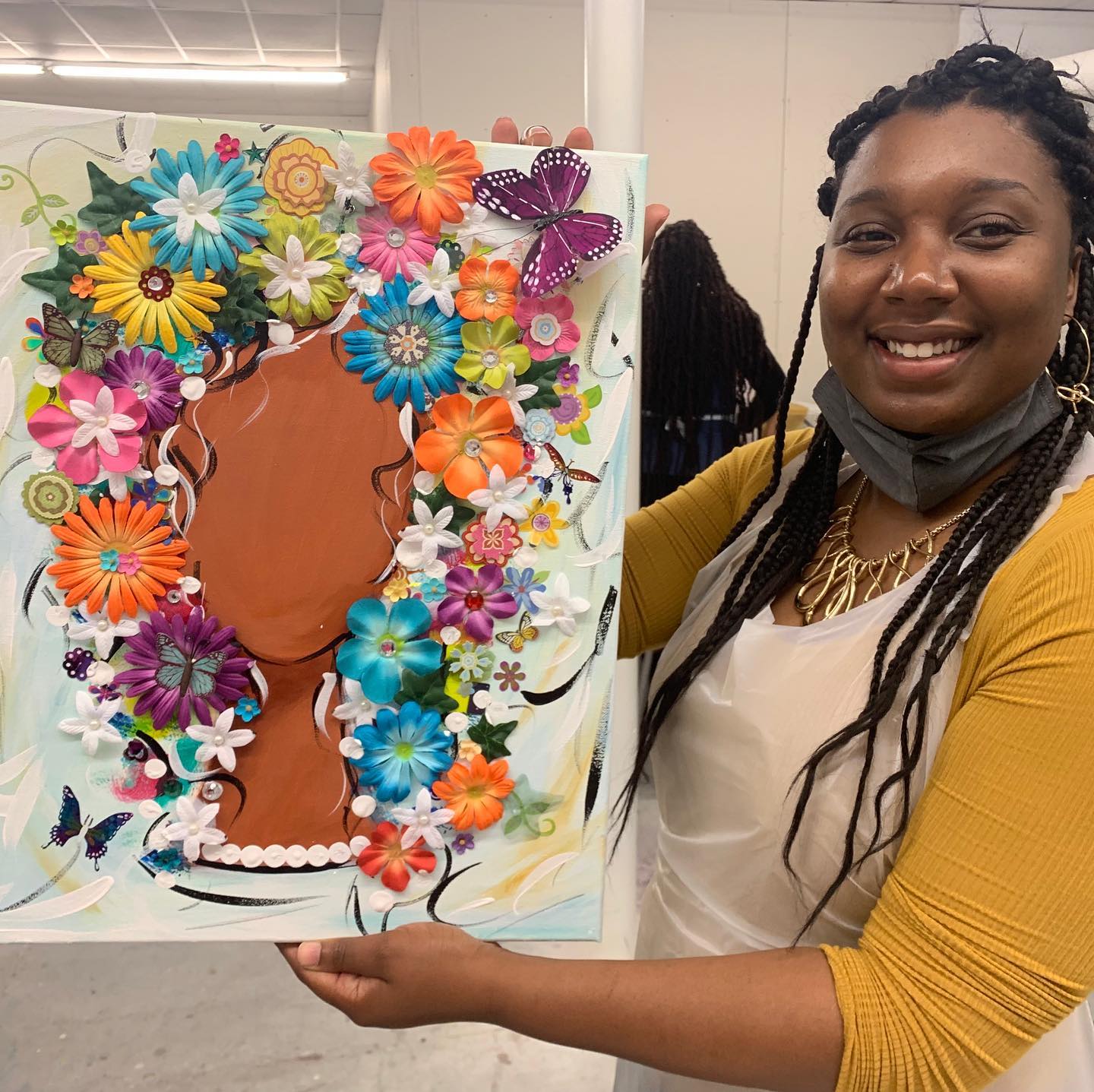5 spots offering workshops and art classes in Birmingham now 15 Sips n Stroke student holds up mixed media creation art classes in Birmingham