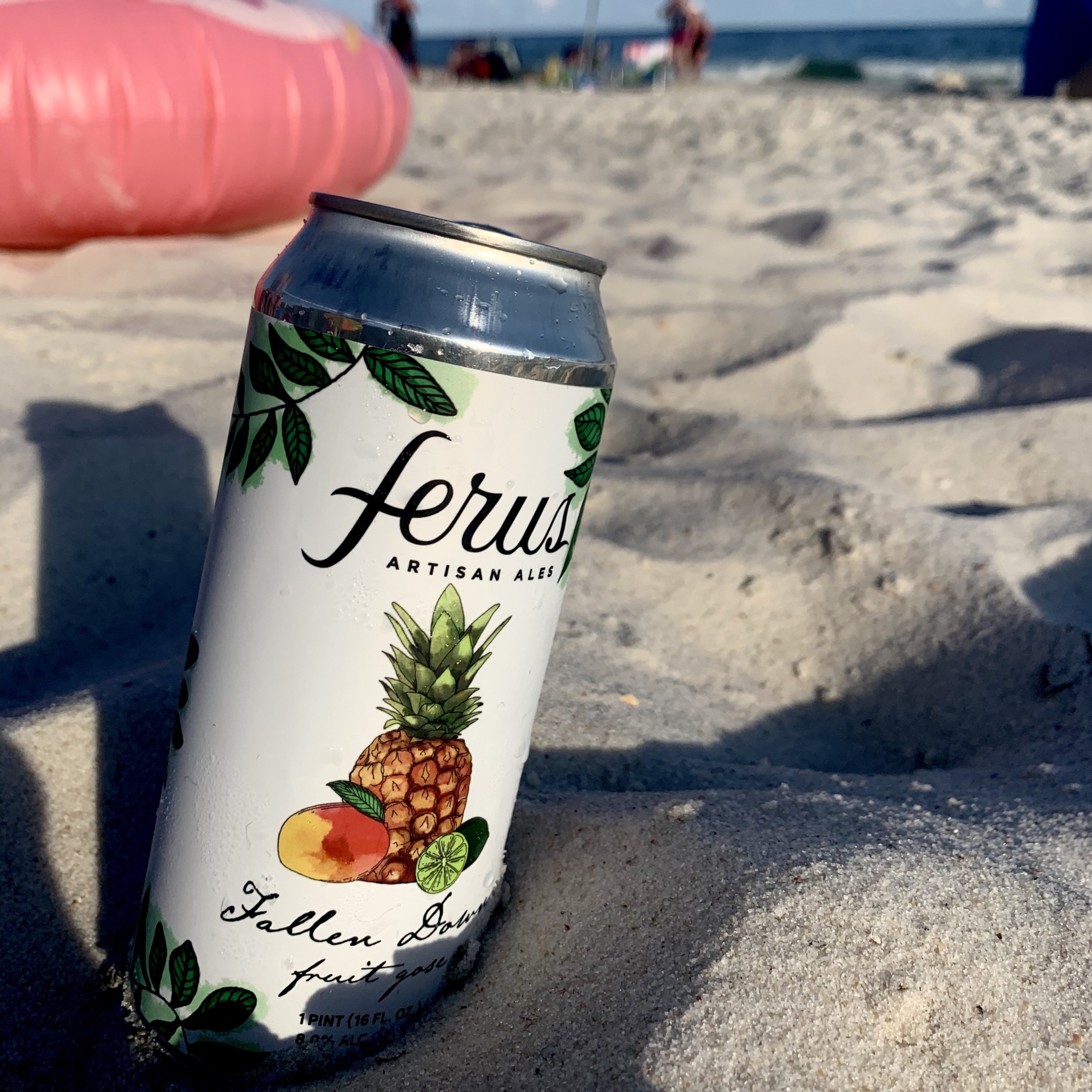 Ferus Artisan Ales beer on beach