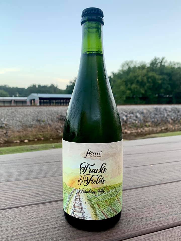 green glass bottle of farmhouse ale