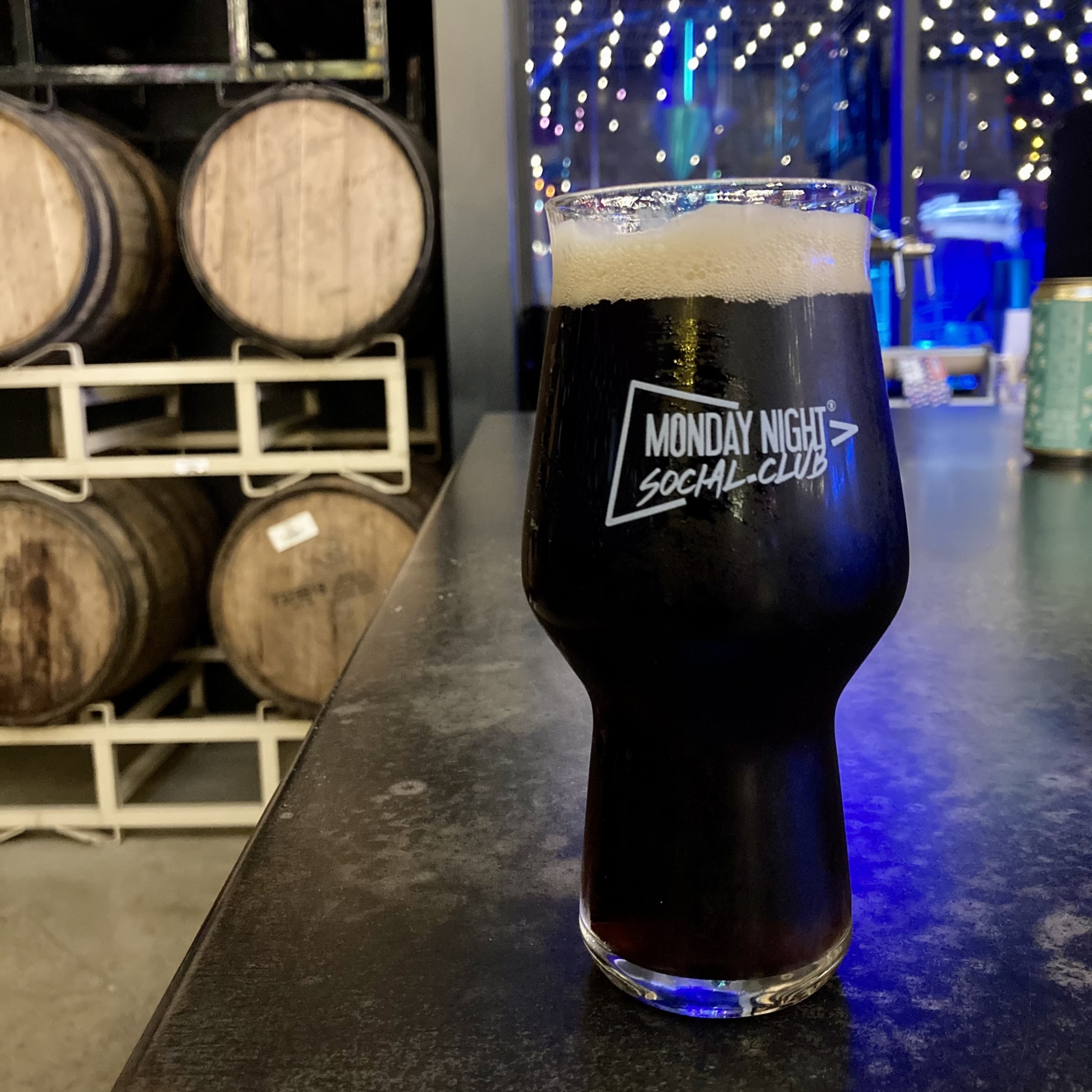 a pint glass of Monday Night Brewing's Drafty Kilt Scoth Ale