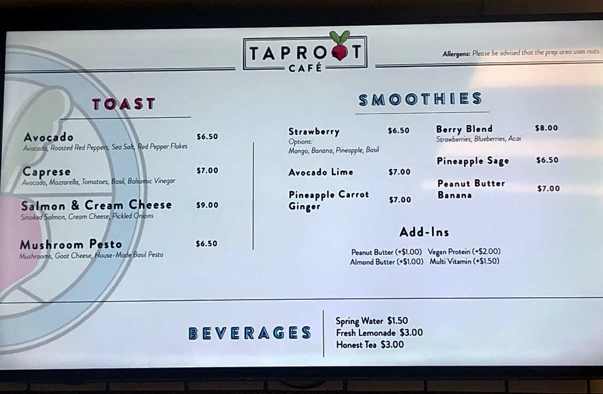 Sneak peek: Taproot Café offers locally sourced, healthy meals in Hoover 4 Taproot Cafe menu