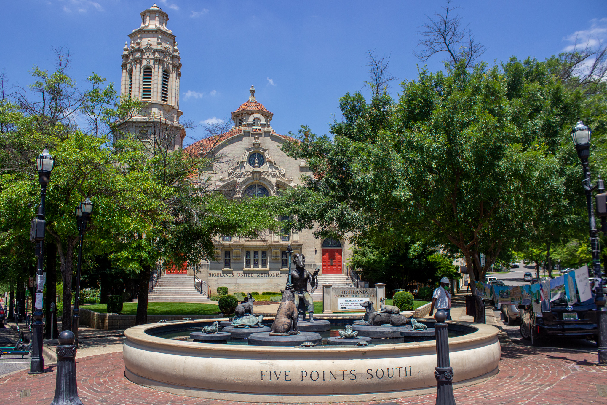The Highlands United Methodist Church retains Five Points' Spanish architecture. Photo by Libby Foster for Bham Now.