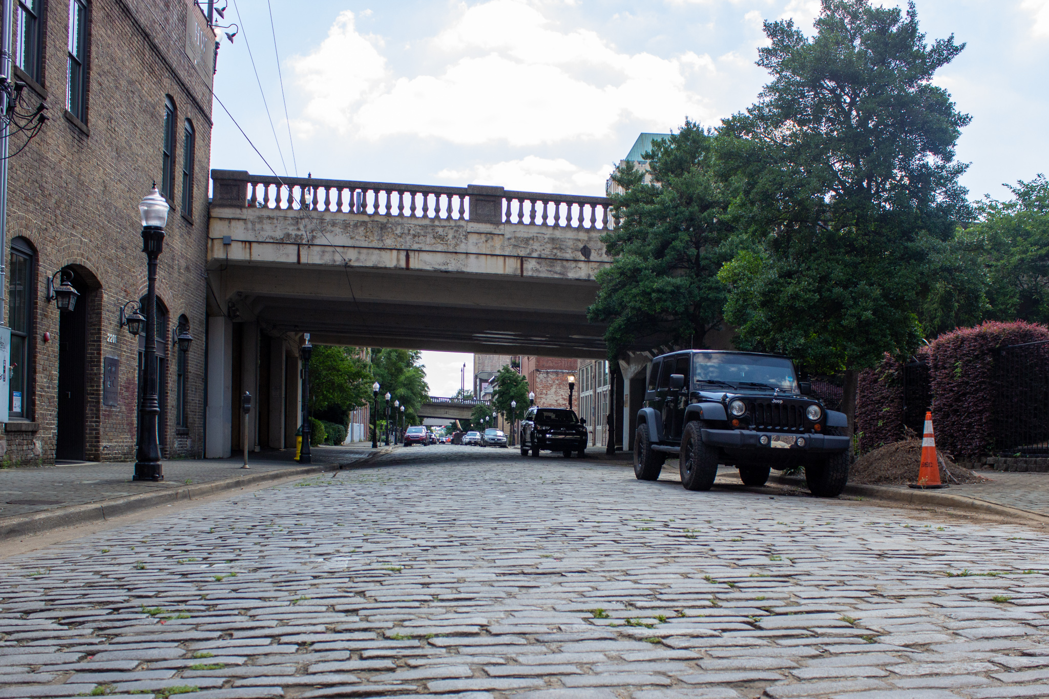 Parts of Morris Avenue are still covered in cobblestone. Photo by Libby Foster for Bham Now.