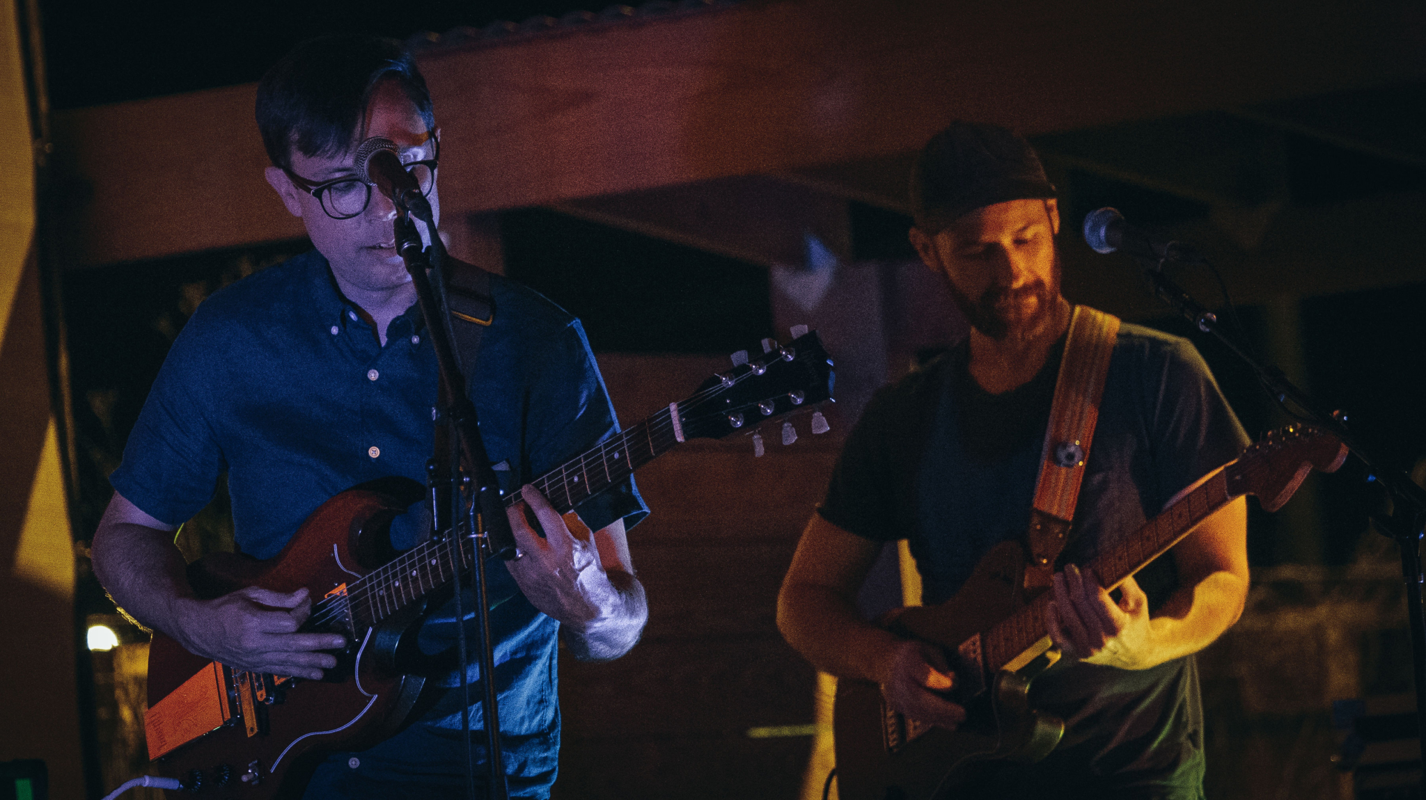 The Blips' Chris McCauley and Will Stewart perform at Ghost Train Brewing Company. Photo by Justin Shubert for Studio Moderne.