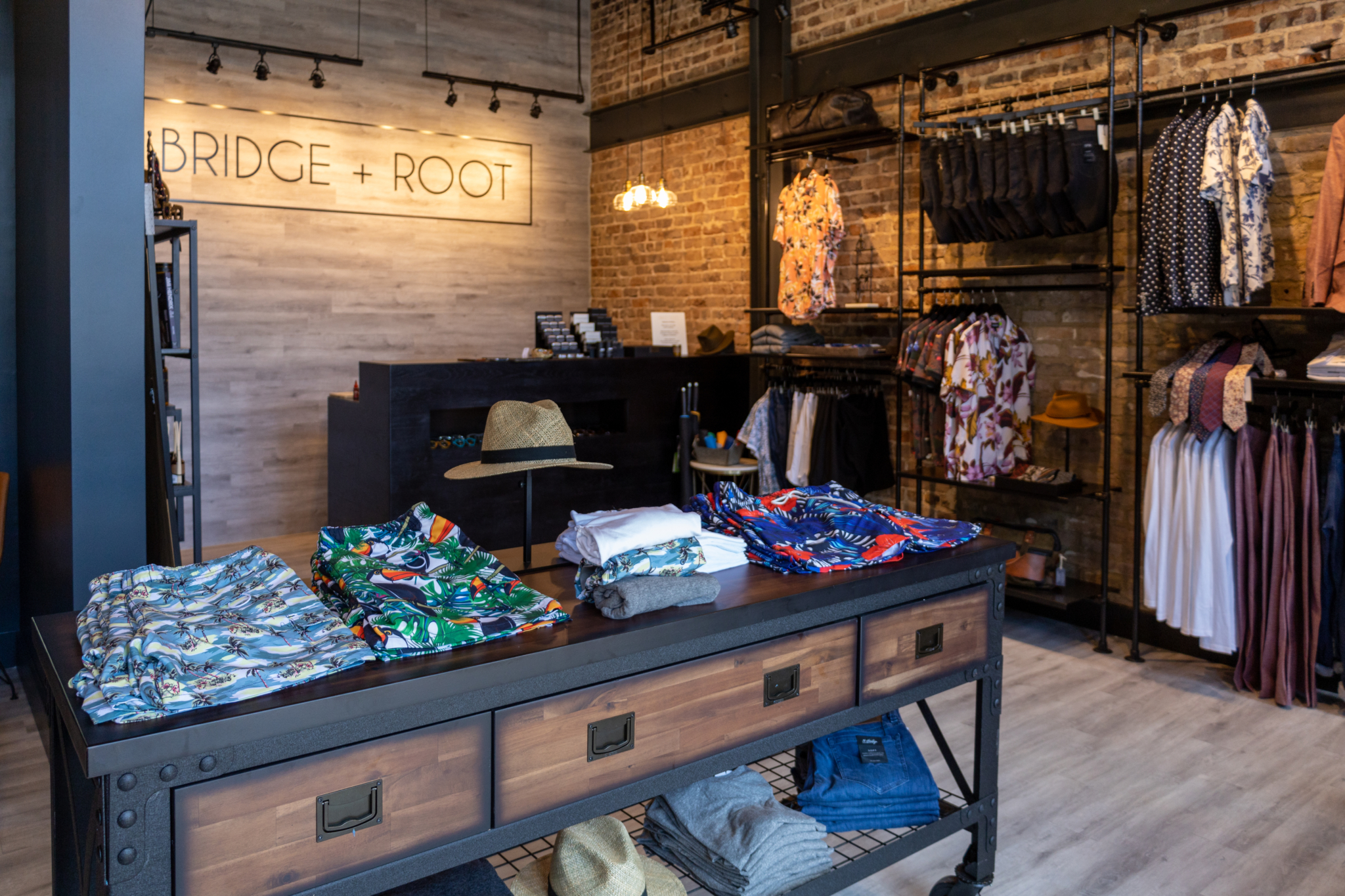 Grand opening alert: Bridge + Root @ Mercantile on Morris 5 photo of store showing variety of clothing items