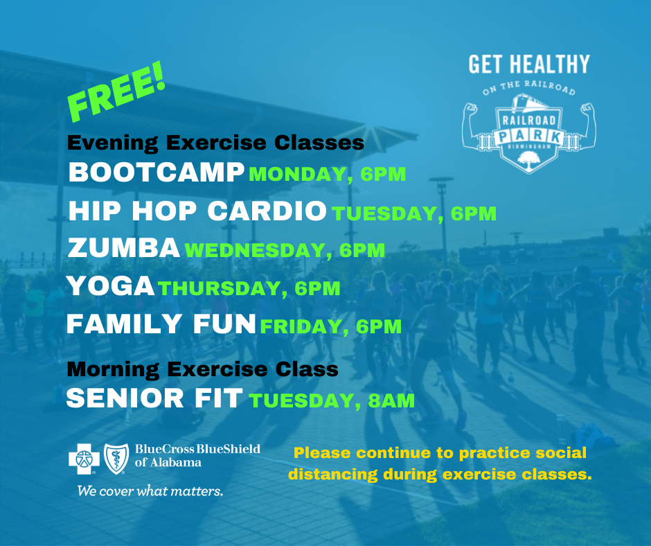 free exercise classes in Railroad park