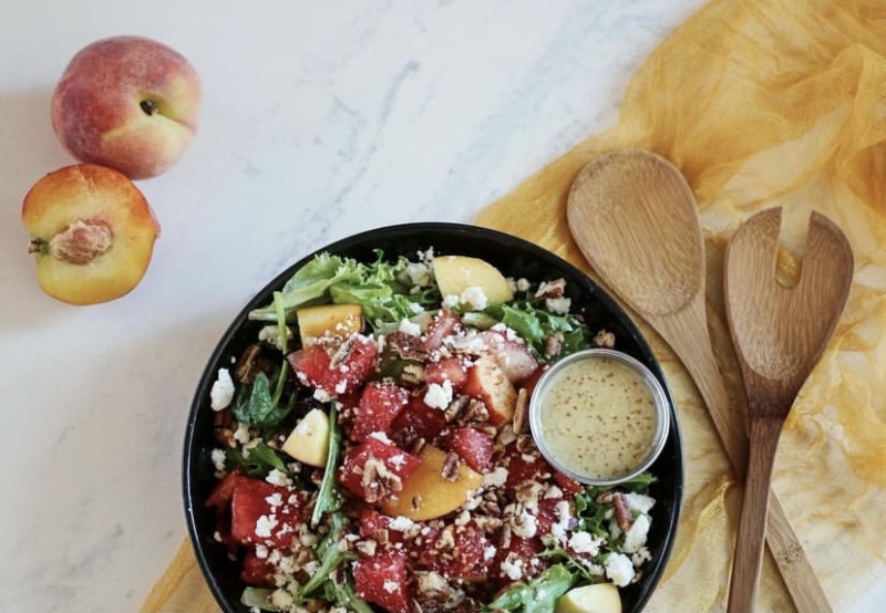 Be sure to try their new summer salad made with fresh watermelon, peaches, and heirloom tomatoes. 