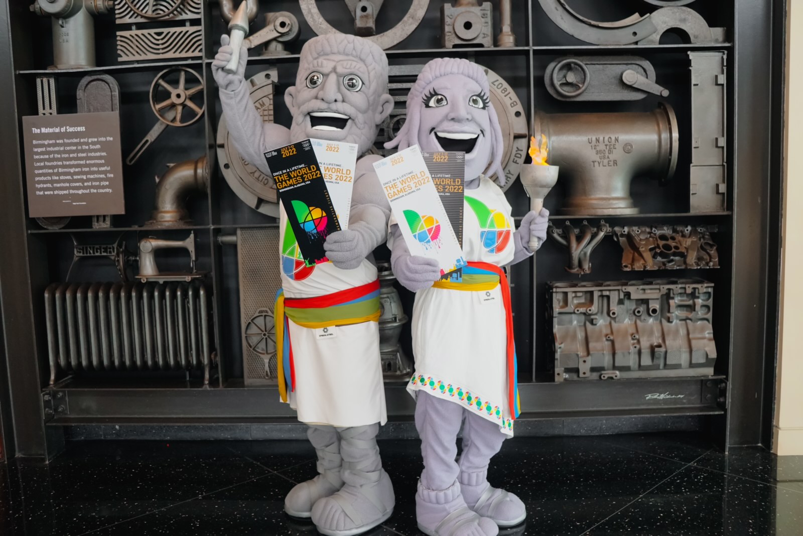 Vulcan and Vesta pose with tickets to The World Games 2022