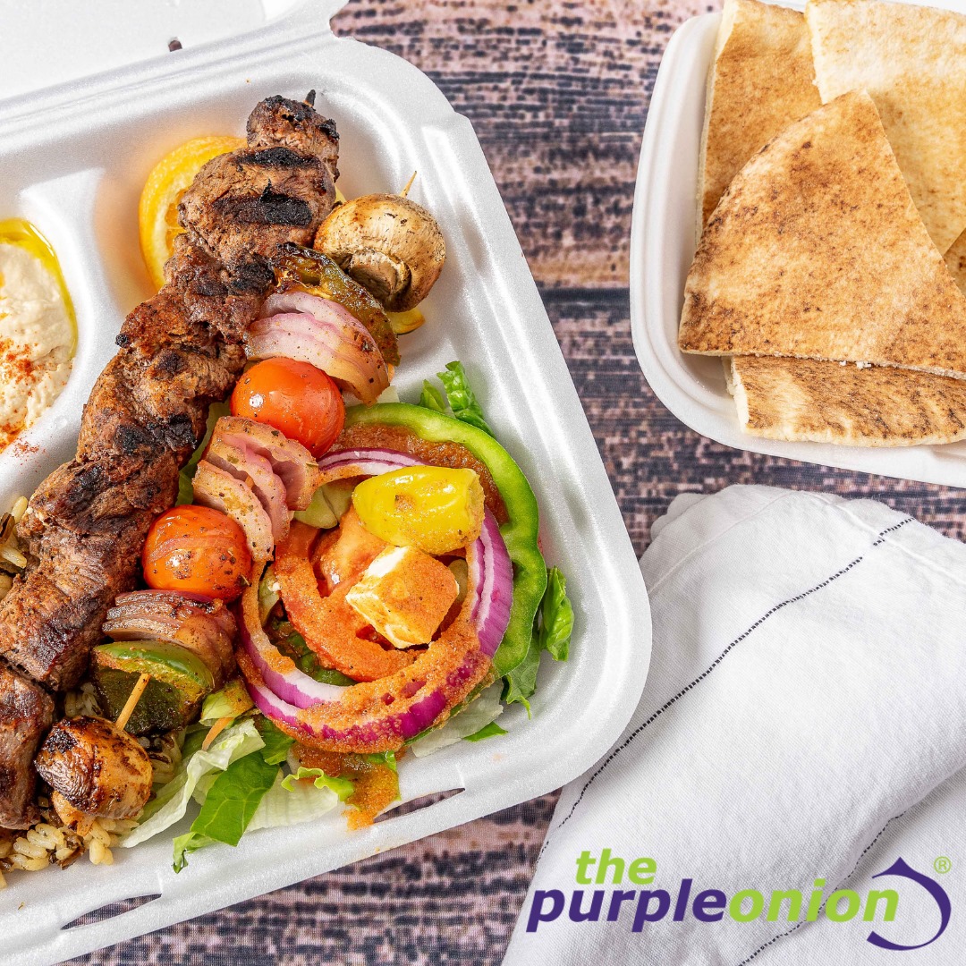 Chicken kabobs with a side of pita, please! We can't wait for the new Birmingham Purple Onion. 