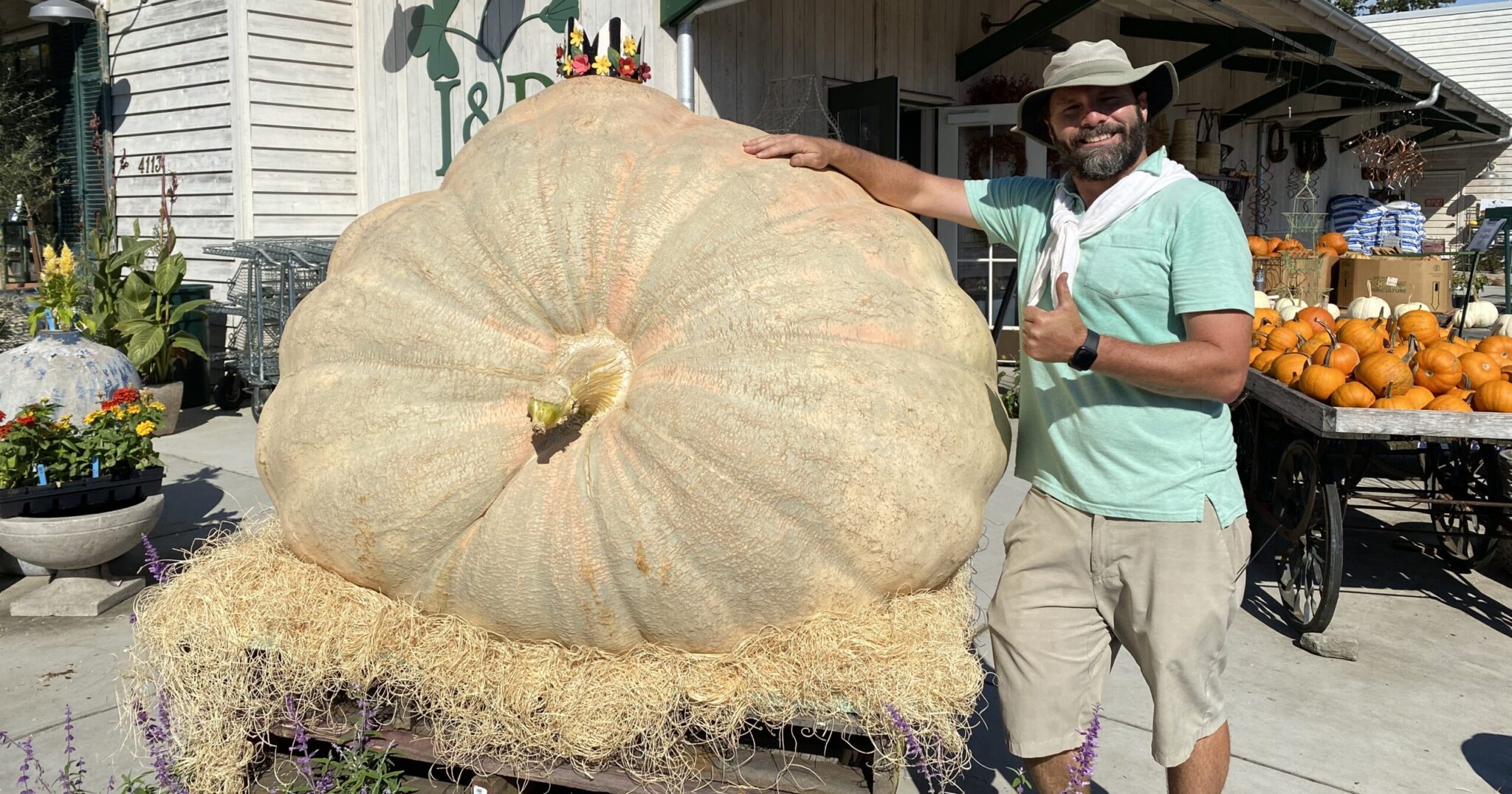 Get a load of the Great Pumpkin—photos of Leaf & Petal’s 1000-pound pumpkin