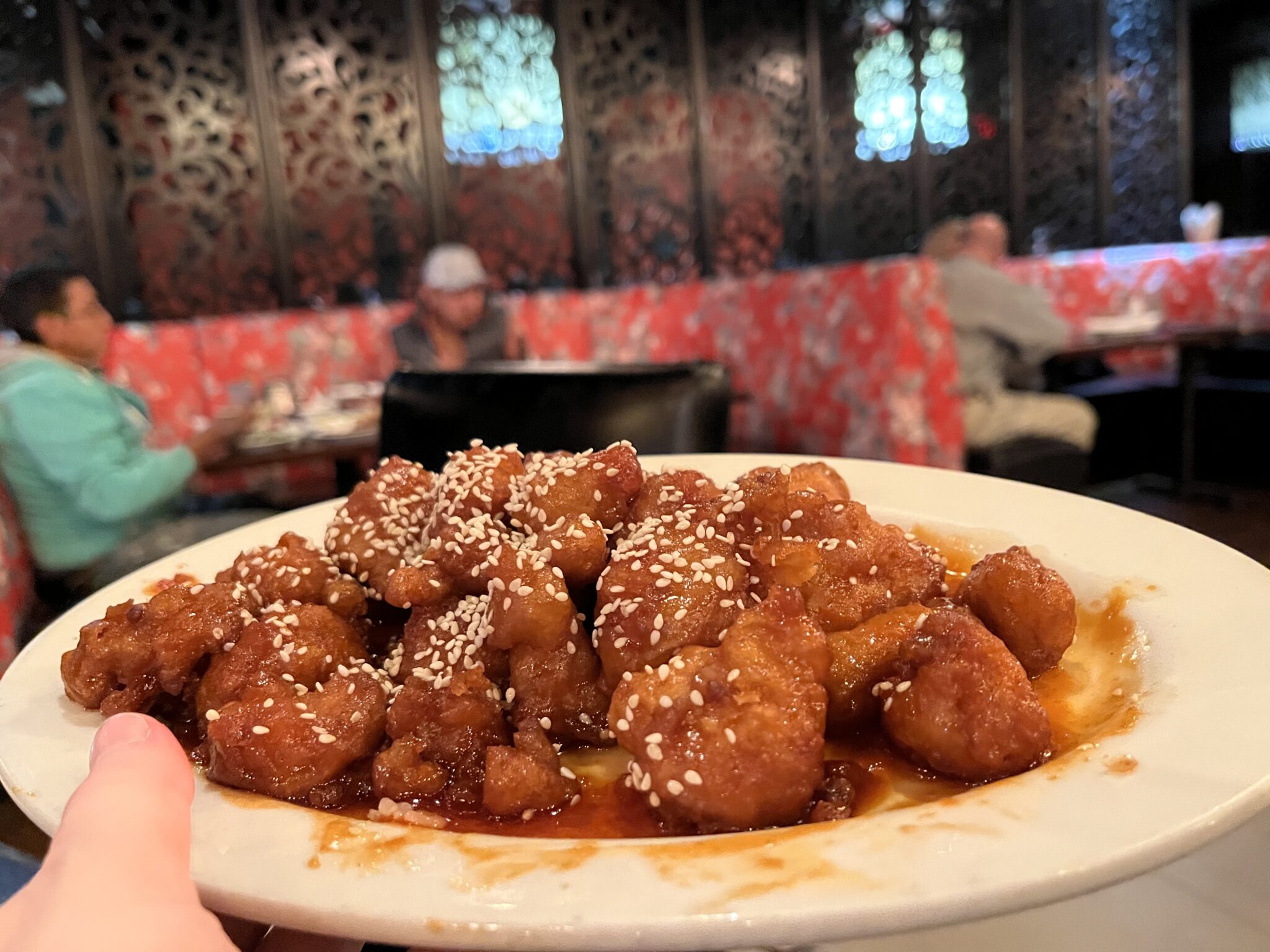 Sesame chicken from Red Pearl, open on christmas 