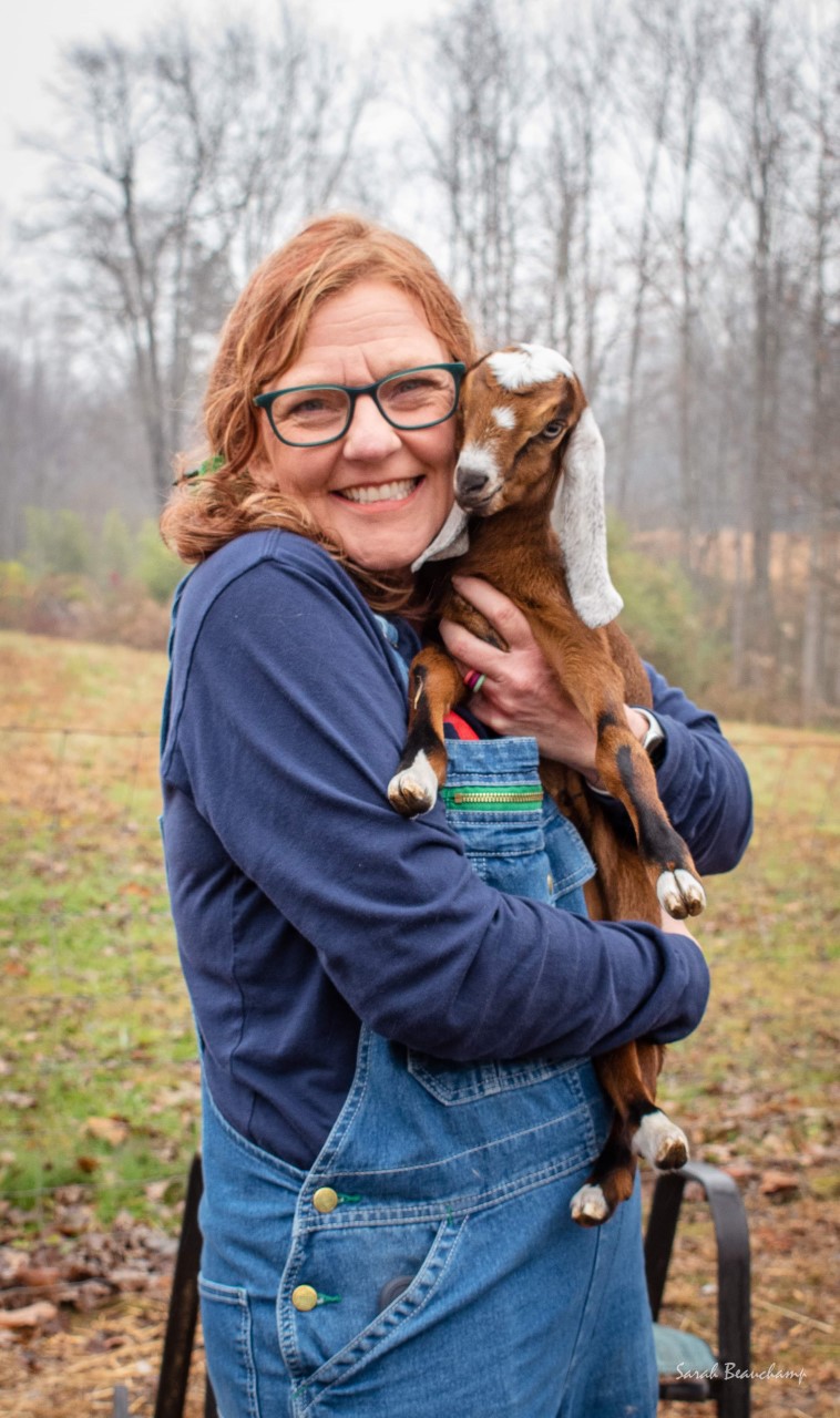 Judy Snead and her pet goat at Snead's Farmhouse
