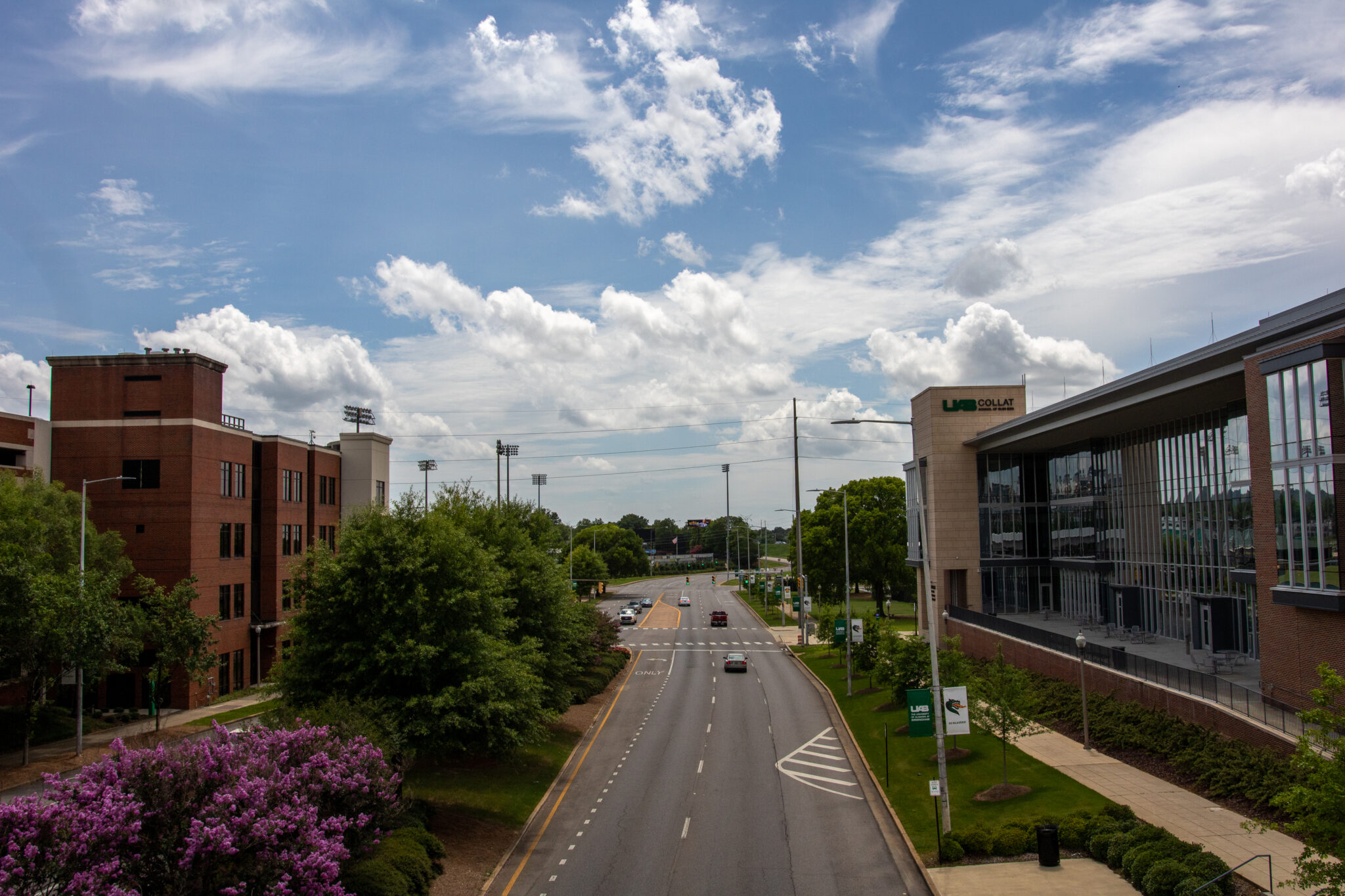 view of UAB's campus from a bridge