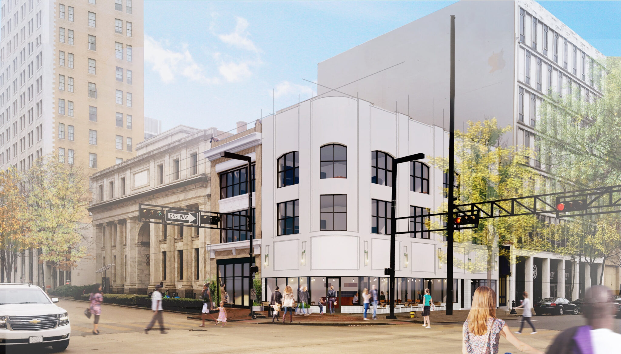 Rendering Lined Redevelopment of historic Webb Building now underway, opening Spring 2023 [Photos]