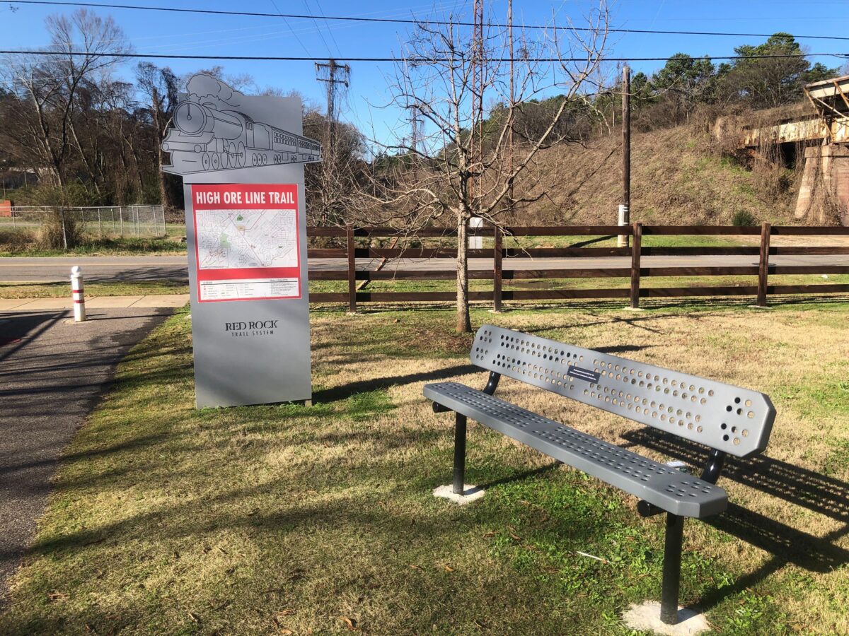NEW seating + signage installed on Red Rock Trail System in Birmingham