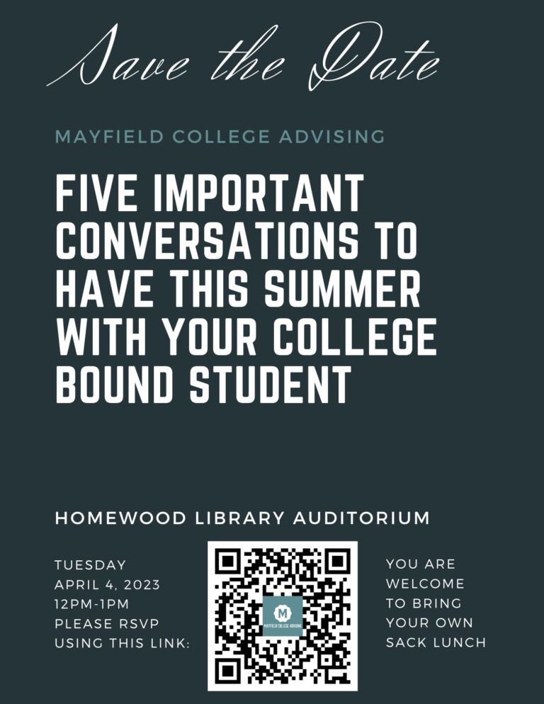 MCA Presentation 4423 FIVE IMPORTANT CONVERSATIONS TO HAVE THIS SUMMER WITH YOUR COLLEGE BOUND STUDENT