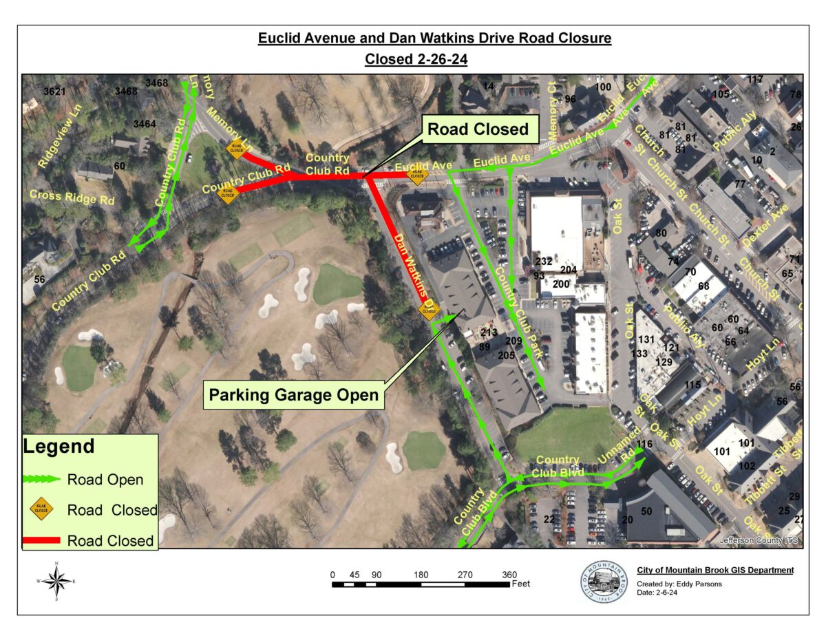 Road Closure Euclid Dan Watkins 2 26 24 Road closures in Mountain Brook + Crestline Villages—what you need to know, including how to support local businesses
