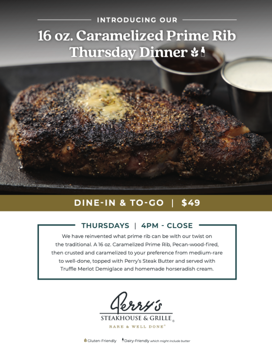 Caramelized Prime Rib Thursday Dinner at Perry's Steakhouse & Grille | Bham Now Caramelized Prime Rib Thursday Dinner at Perry's Steakhouse & Grille | Bham Now