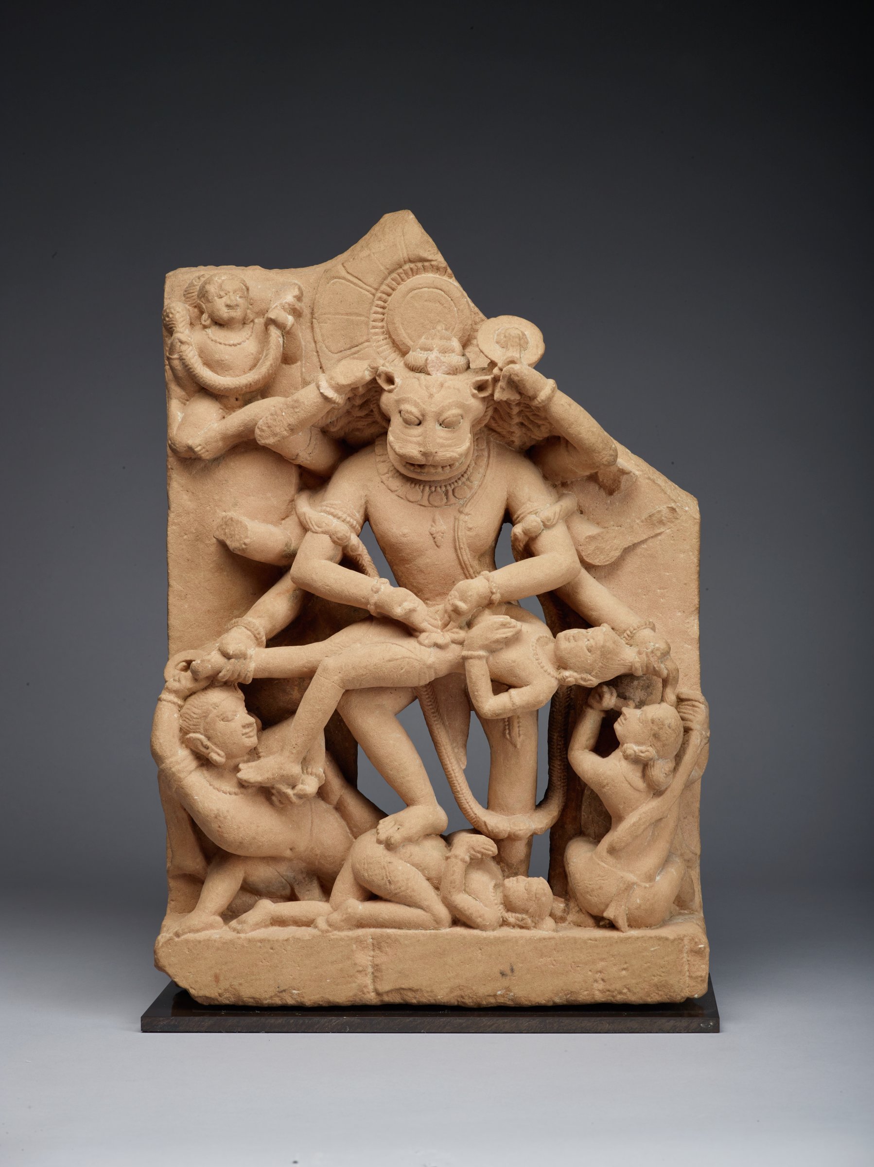 “The Avatar of Vishnu, The Man-Lion Narasimha Destroying the Demon Hiranyakashipu”