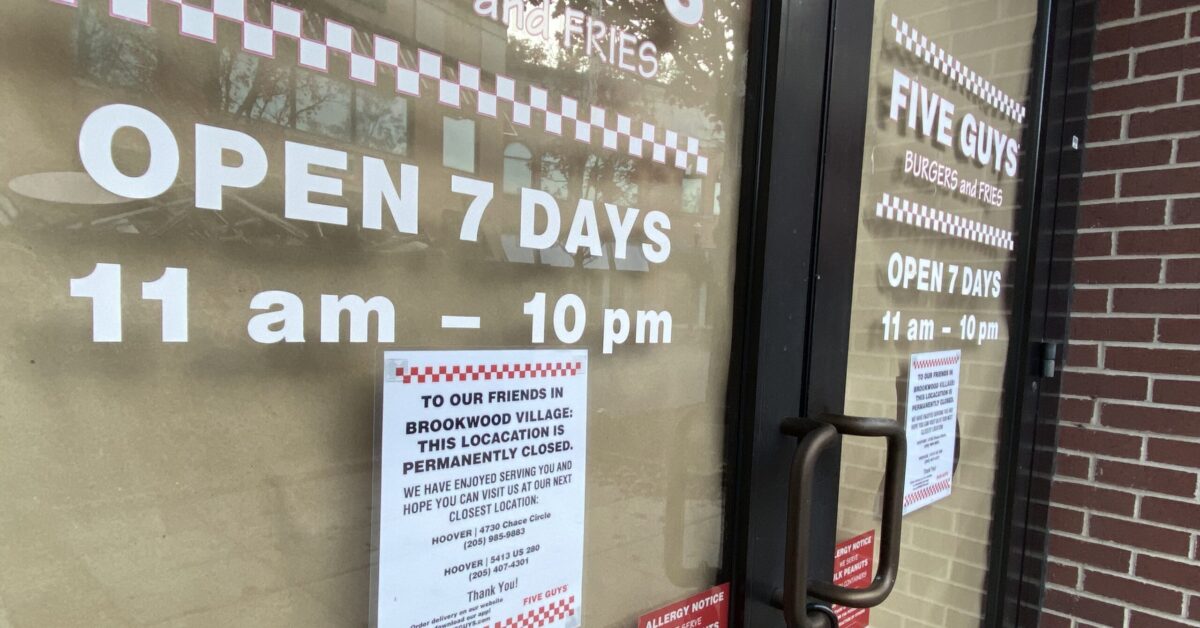 Five Guys closes: What’s next for Brookwood Village?