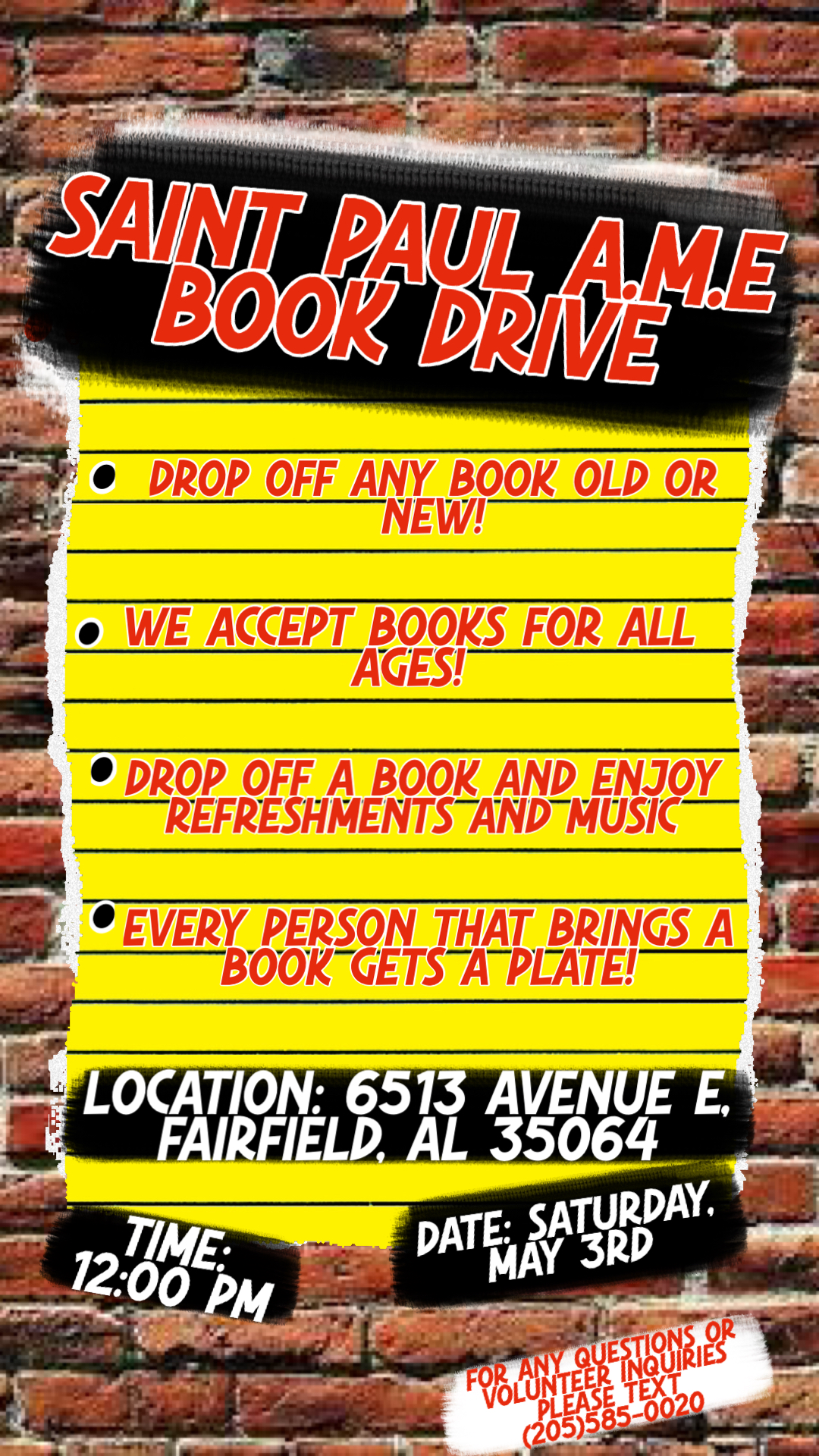 Saint Paul A.M.E Book Drive