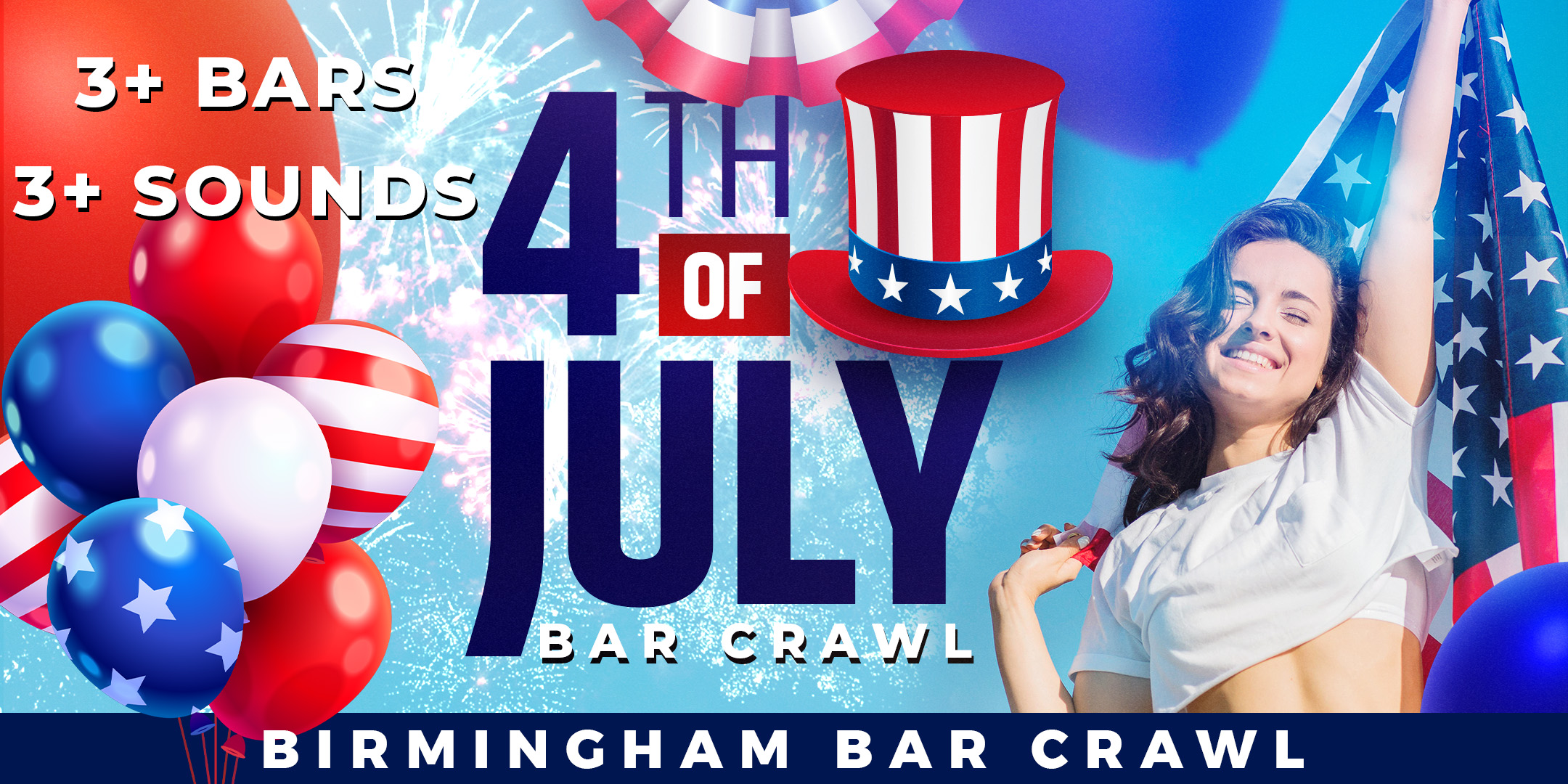 Birmingham 4th of July Day Bar Crawl Party 2025 | Friday, July 4th