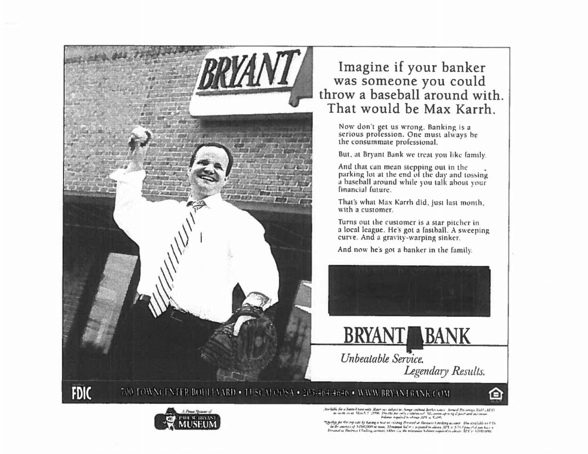 Max Karrrh news article, Bryant Bank 20 years