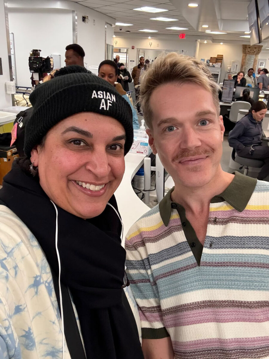 Art Two People Smiling For A Selfie.